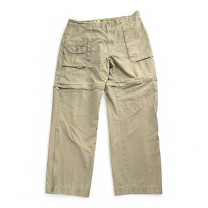 Vintage Cabelas Cargo Pants Mens 36x30 Brown Khaki Convertible Zip Shorts Hiking